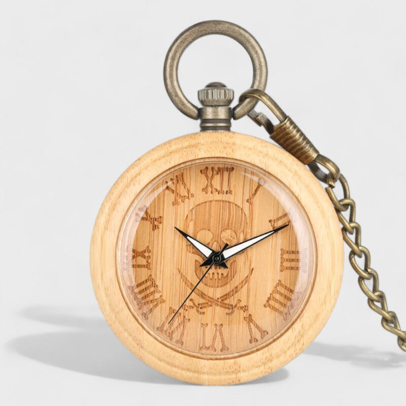 Taschenuhr Herren mit Piraten Totenkopf Motiv