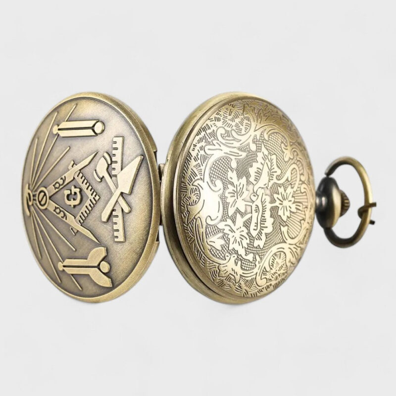 Taschenuhr Herren Schlußstein Symbol Winkelmaß und Zirkel – Bild 3