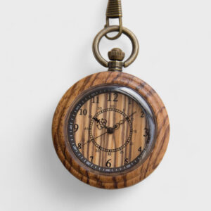 Taschenuhr Holz mit Römischen Ziffern