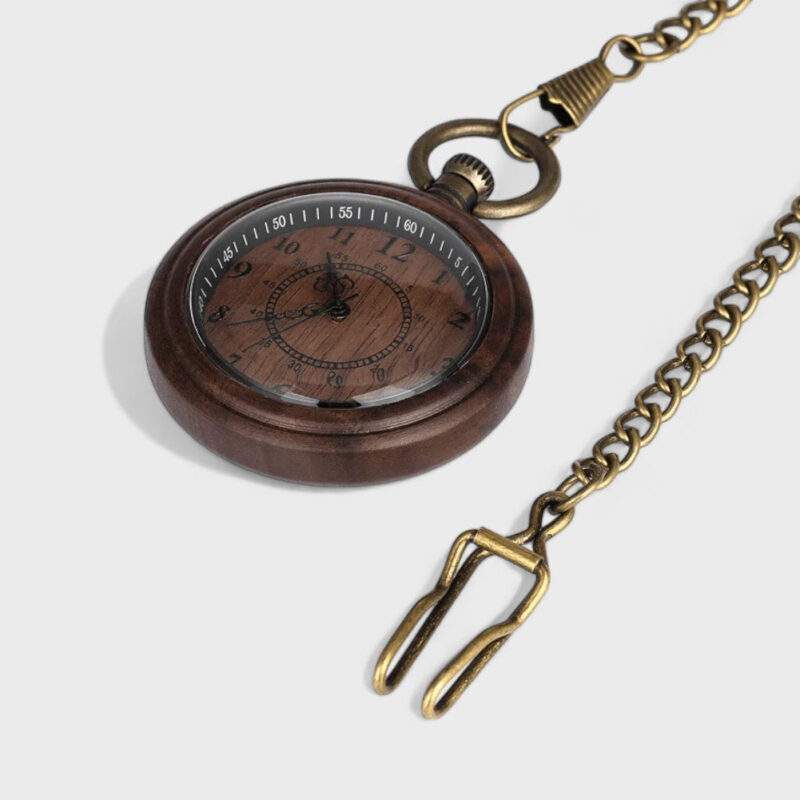 Taschenuhr Holz Vintage – Bild 3
