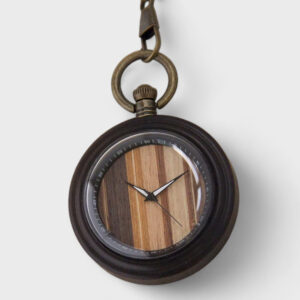 Taschenuhr Holz Zifferblatt Streifen