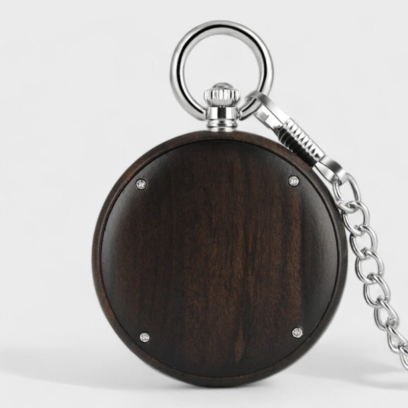 Taschenuhr Holzuhr Schwarzes Zifferblatt – Bild 2