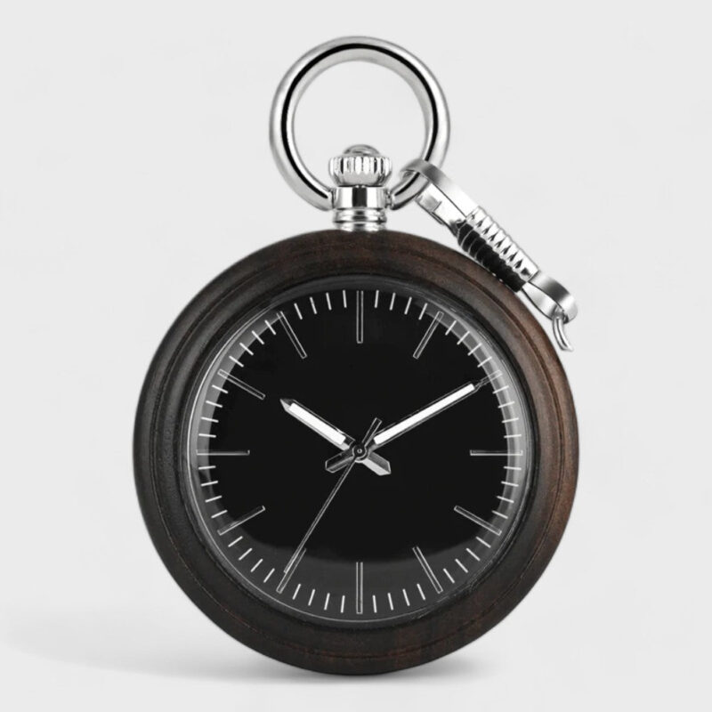 Taschenuhr Holzuhr Schwarzes Zifferblatt