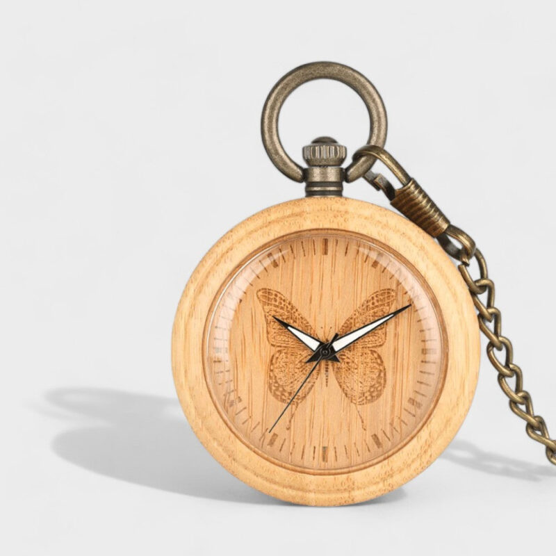 Taschenuhr mit Schmetterlingsmotiv