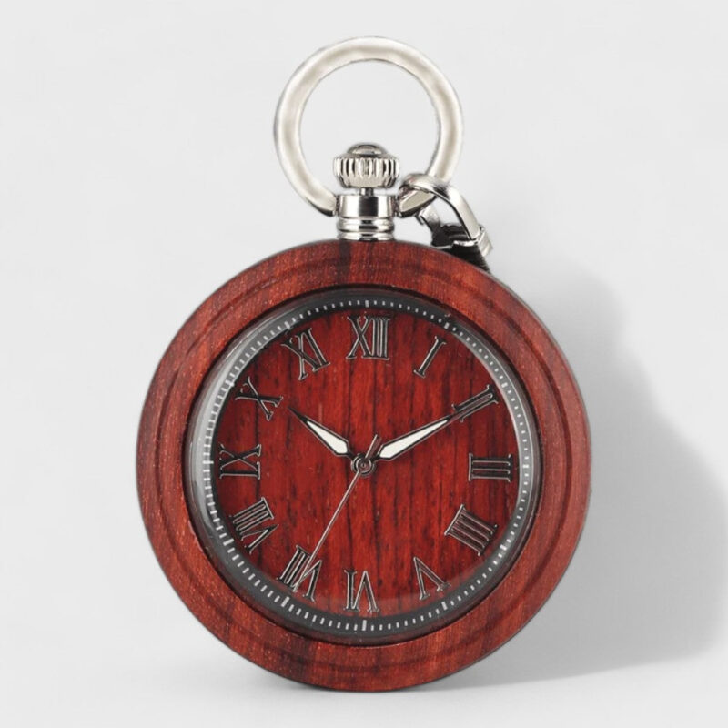 Taschenuhr Rot Holz