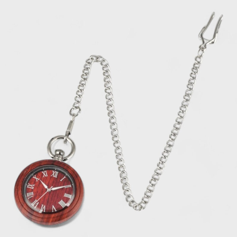 Taschenuhr Rot Holz – Bild 2