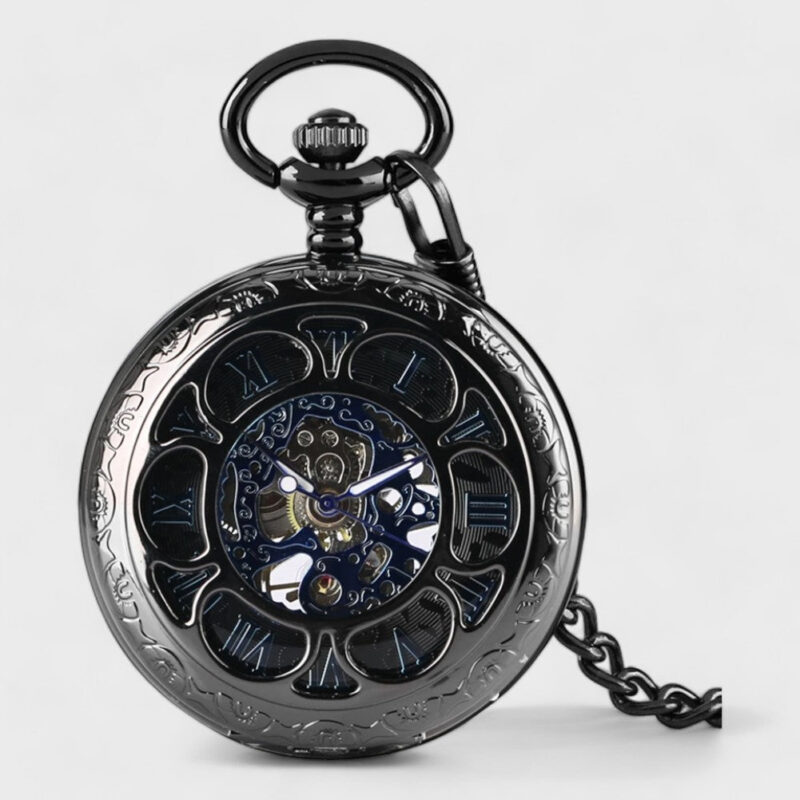 Taschenuhr Schwarz Emailliert