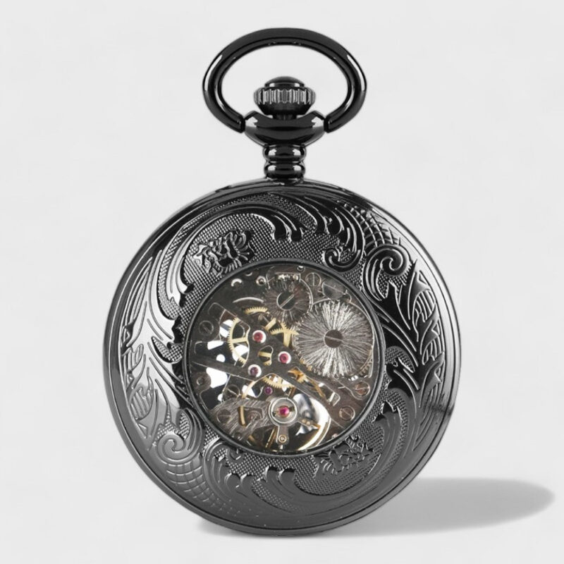 Taschenuhr Schwarz Emailliert – Bild 4